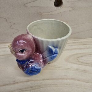 Vintage Shawnee Pottery Pink Bird Chick Planter Trinket Dish Toothpick Holder